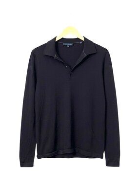 Patrick Assaraf Mens M Extra Fine Merino Wool Long Sleeve Polo Quiet Luxury